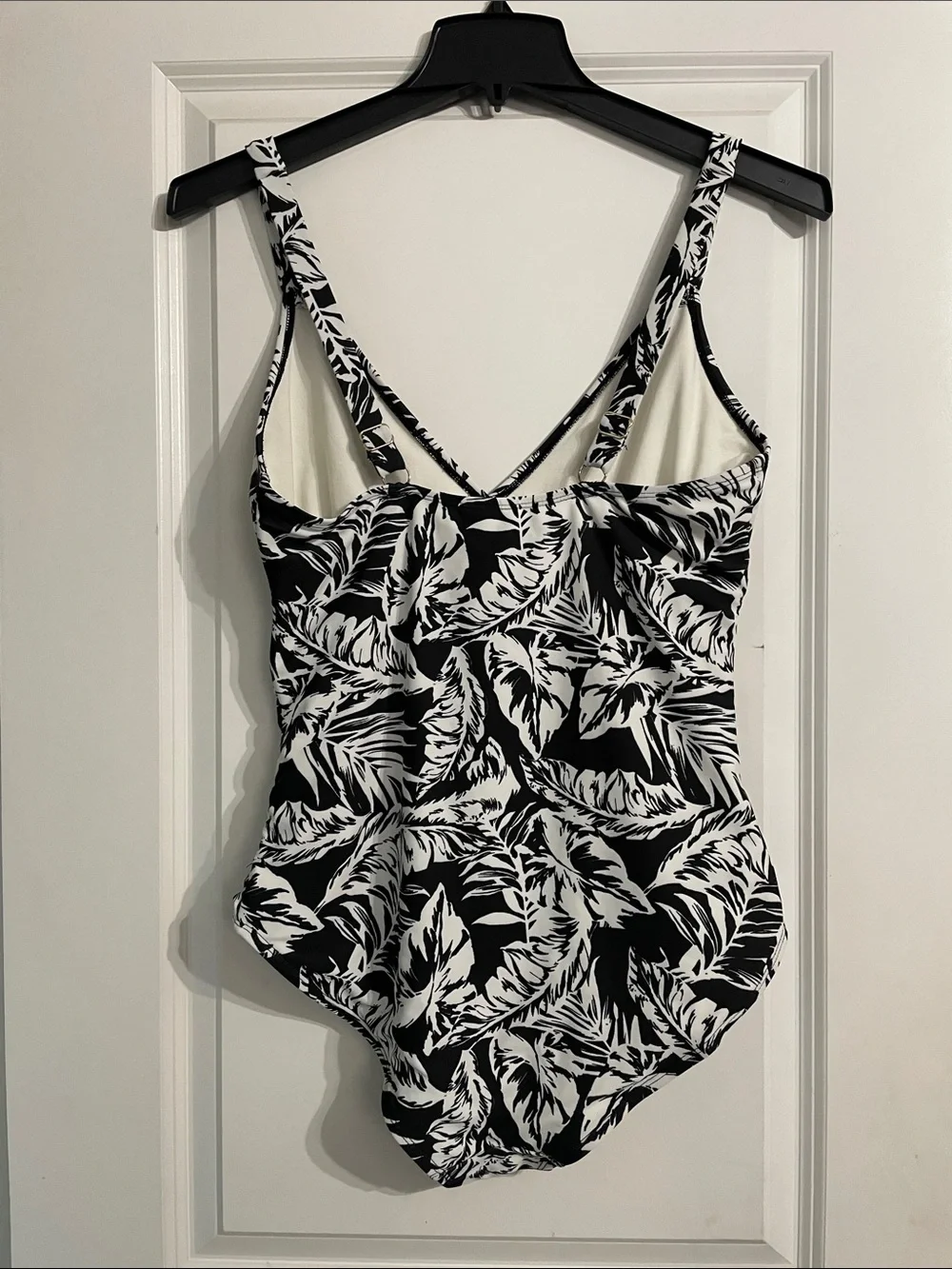 Anne Cole One Piece Black and White Tropical Print Swimsuit Size 12 - Picture 2 of 12